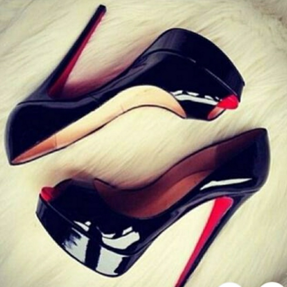 Black peep toe Christian Louboutin heels